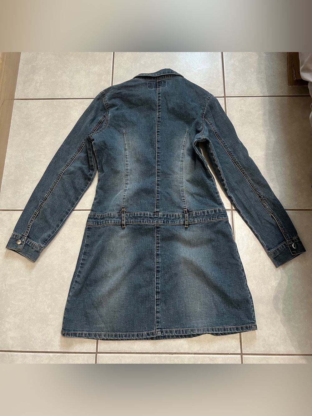 blue denim long-sleeve mini shirt dress - Picture 5 of 6